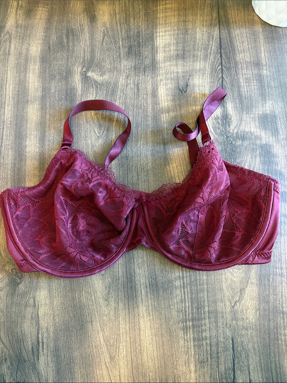 Women's Burgundy Lace Underwire Bra - Brand